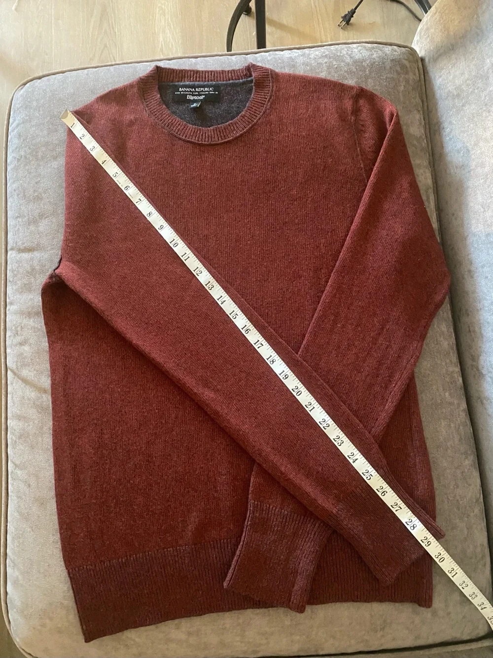 Banana Republic Filpucci Men Medium Merino Wool Blend Crewneck Sweater Rust Red